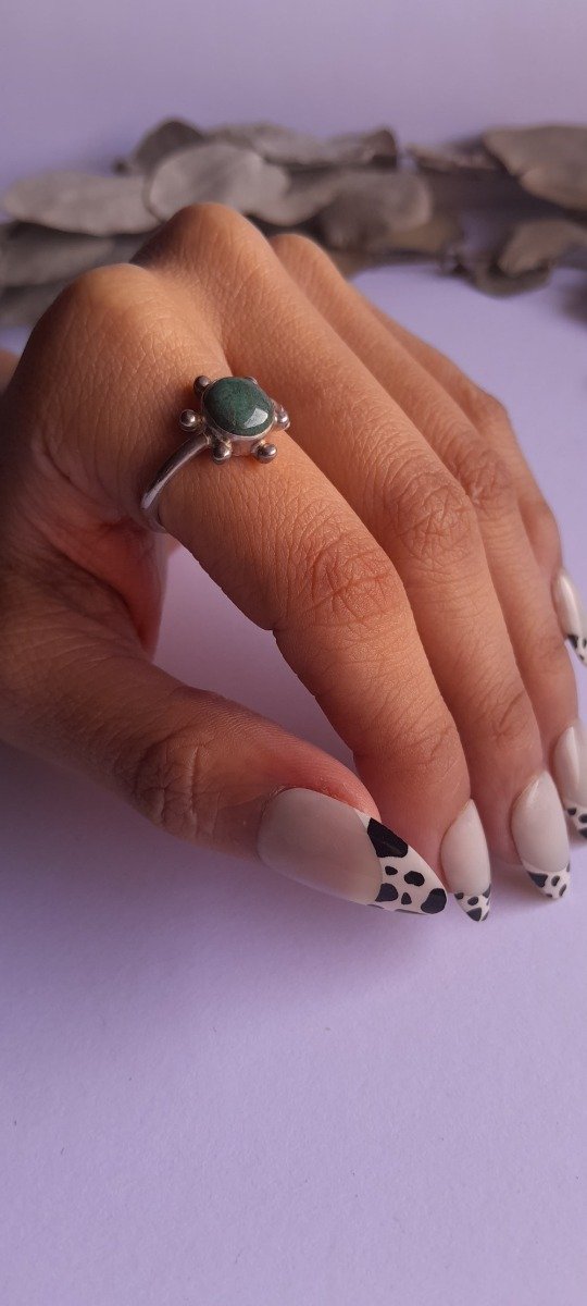 Producto - Anillo plata piedra ágata verde