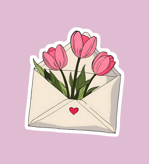 Producto - Sticker individual aesthetic carta tulipan rosa