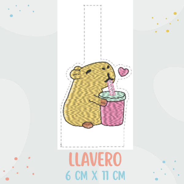 Producto - Matriz de Bordado - Pack Colegial x3 - Tag /Aplique - "CAPIBARA CON VASITO"-ITH - 3