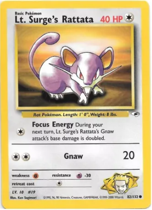 Producto - Lt. Surge's Rattata - 82/132