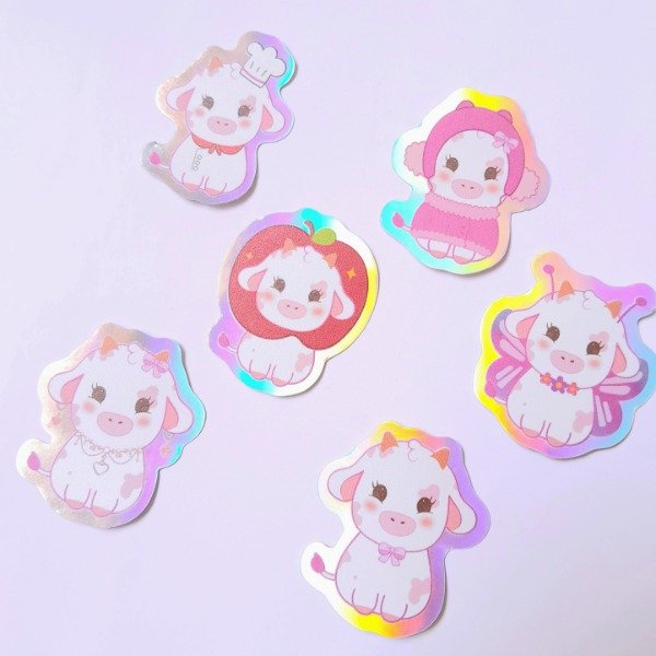Producto - Sticker Vaquita Holo (Vinilo 3cm)