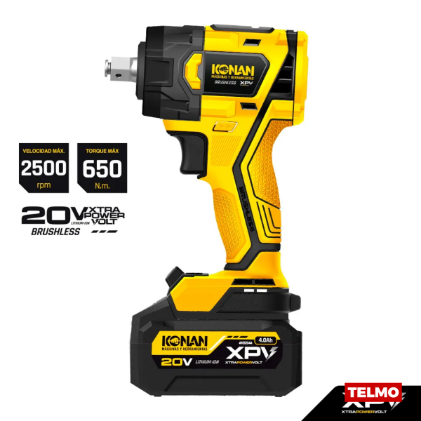 Producto - Llave Impacto 650Nm 1/2" 20V Brushless KLI0620BV - Konan