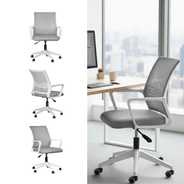 Producto - SILLA OFICINA BLANCA Y GRIS