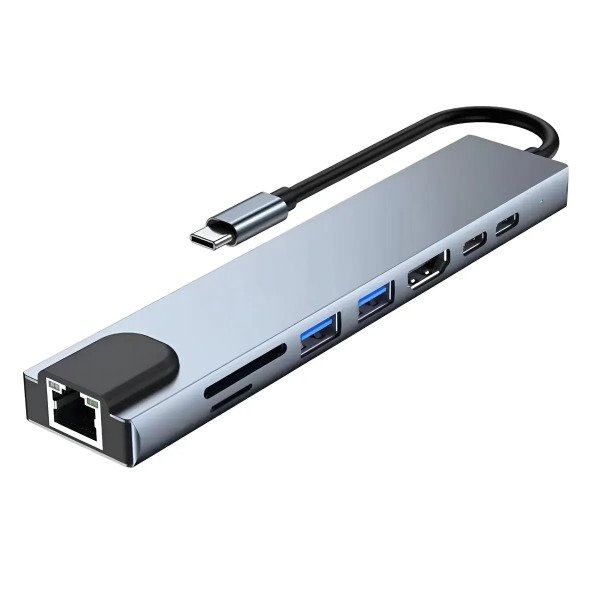 Producto - Hub usb 8 en 1 con RJ45 y HDMI - 0