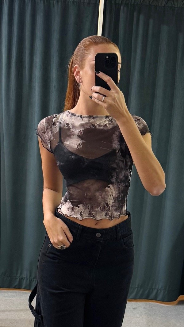 Producto - Top Tul Estampado (M/C cuello base)