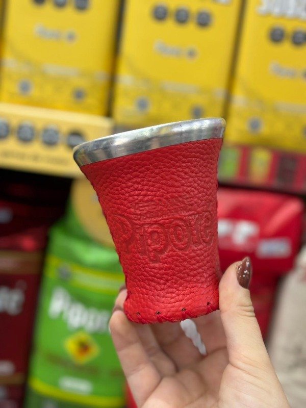 Producto - Mate Pipore Vidrio Forrado en Cuero Rojo