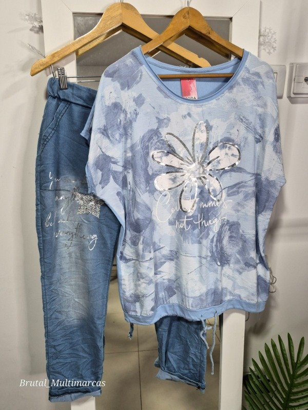 Producto - Babucha Elastizada Simil Jean con Plateado Large-XL - 4