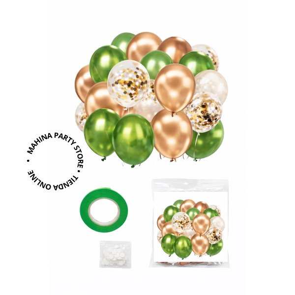 Producto - Set globos dorados/ verde oliva 52 piezas