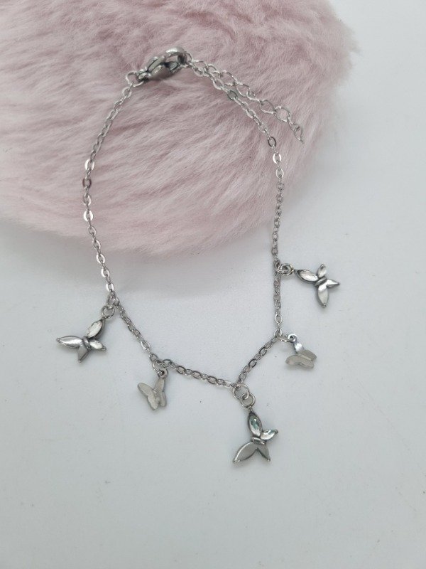 Producto - Pulsera acero quirurgico dijes mariposas CPUL510