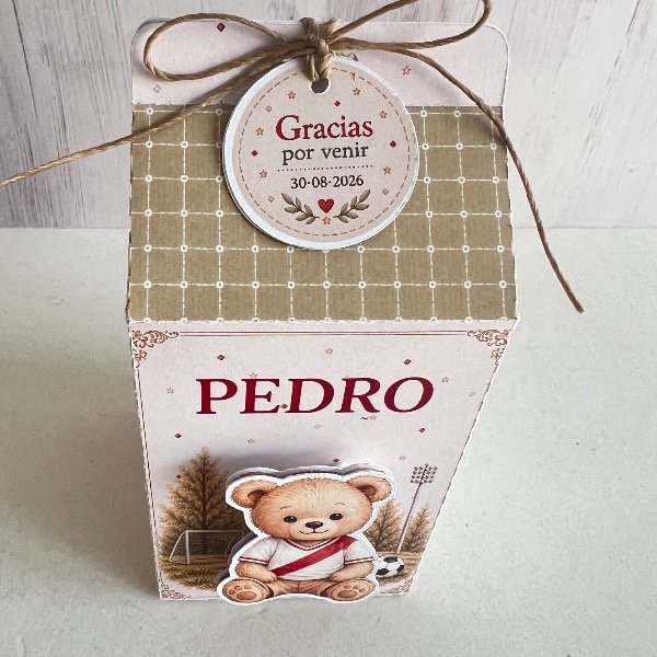 Producto - 5 Cajas Milk box 3D Osito futbol - 1
