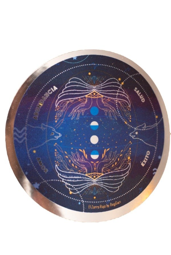 Producto - Sticker vinilo plateado "Lobo y luna"