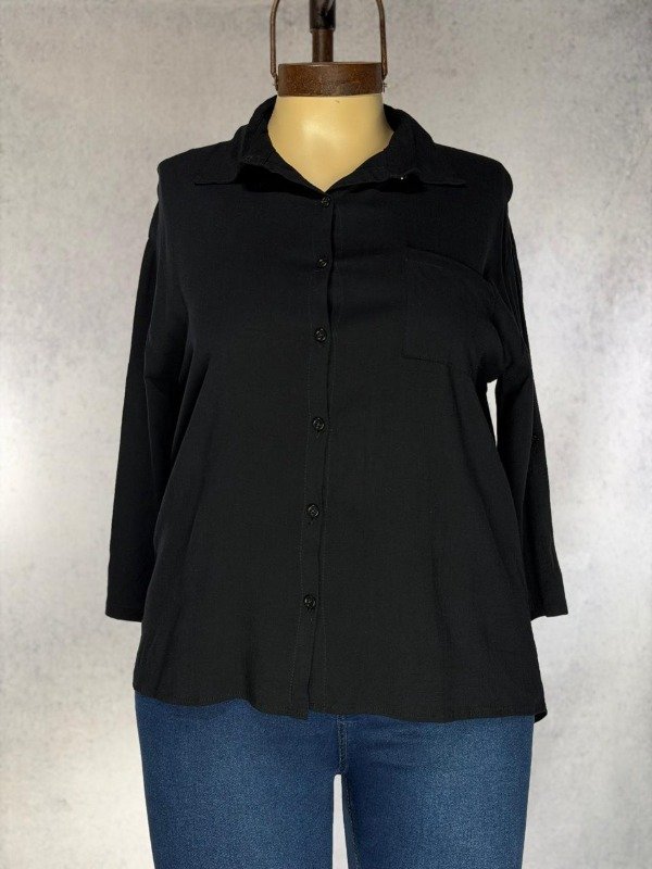 Producto - CAMISA ALEXA NEGRA LINO ELASTIZADO