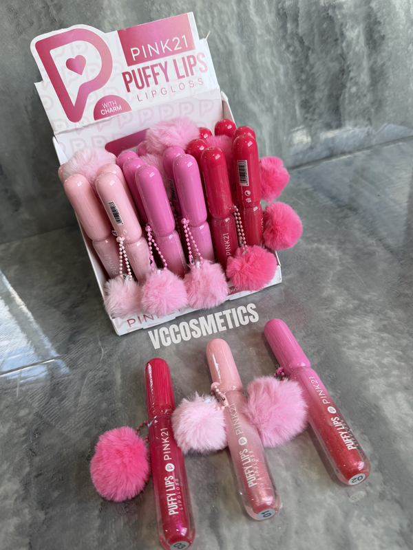 Producto - Lips gloss puffy con charm pink 21
