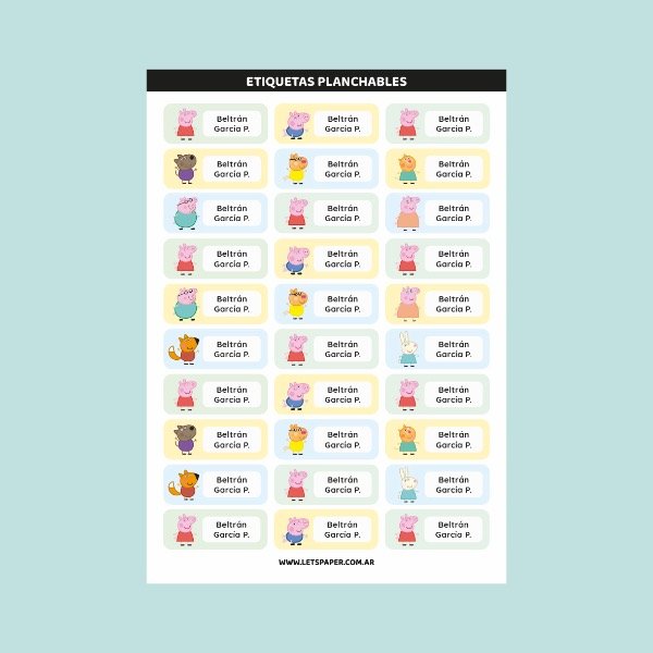 Producto - Etiquetas PLANCHABLES Peppa Pig