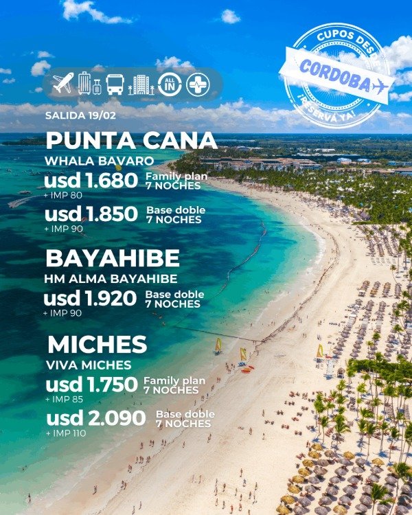 Producto - PUNTA CANA, BAYAHIBE O MICHES - DESDE CBA