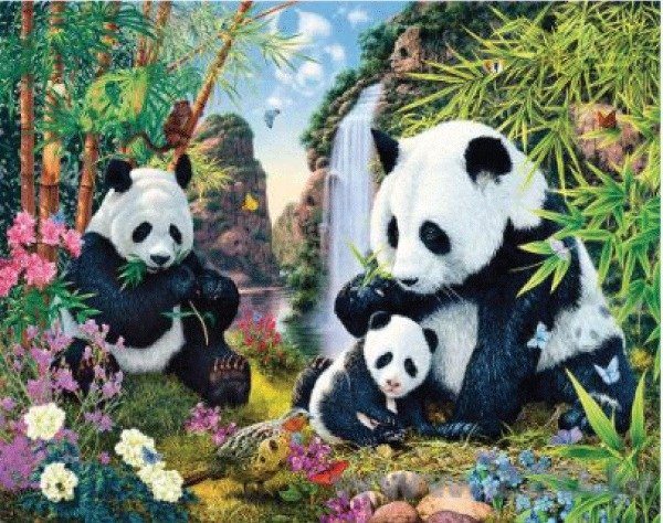 Producto - Kit De Pintura Con Diamantes Diamond Painting 40x50cm - Pandas