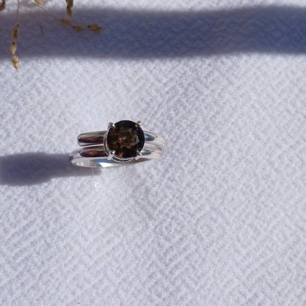 Producto - Anillo Plata 925 Cuarzo Ahumado Ajustable - 4