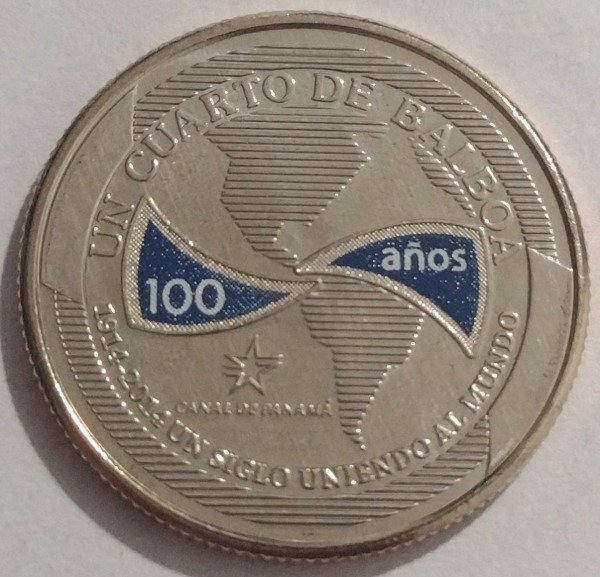 Producto - Panamá 1/4 de Balboa 2016. 100 años canal de Panamá