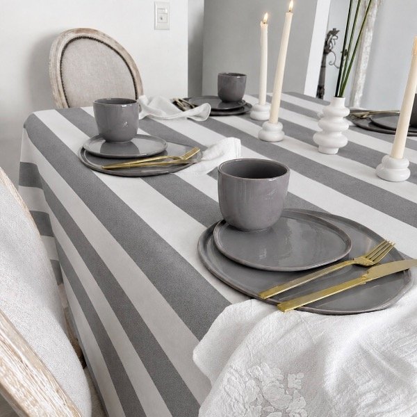 Producto - Mantel Impermeable rayado gris - 2