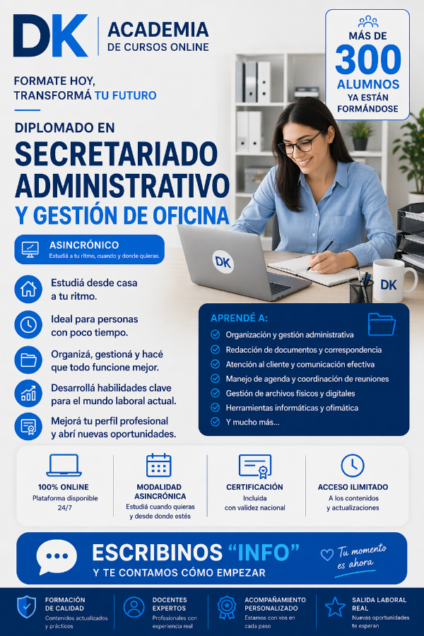 Producto - DIPLOMADO EN SECRETARIADO ADMINISTRATIVO Y GESTIÓN DE OFICINA ASINCRÓNICO