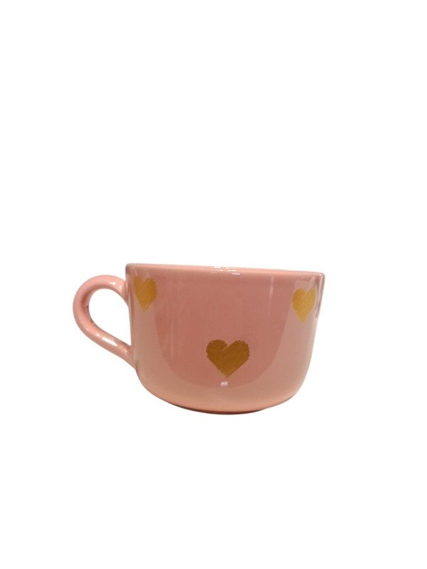 Producto - Tazon rosa corazon dorado II