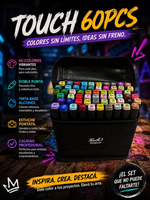 Producto - Kit de fibras doble punta en estuche 60pcs