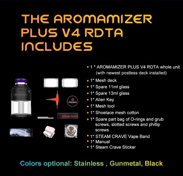 Producto - STEAM CRAVE AROMAMIZER PLUS V4 RDTA (ORIGINAL -GUNMETAL) Precio dólar