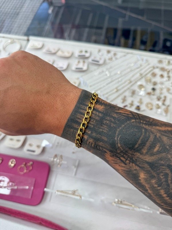 Producto - Pulsera acero dorado eslabón abierto