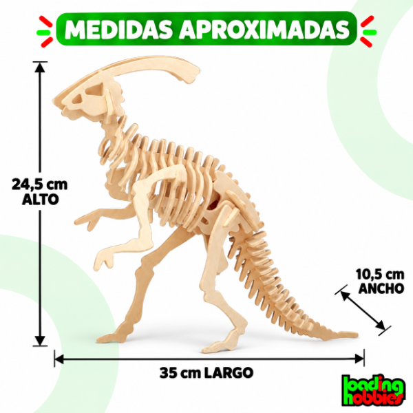 Producto - Dinosaurio Parasaurolophus En Madera Rompecabeza 3d De Encastre J003 - 2