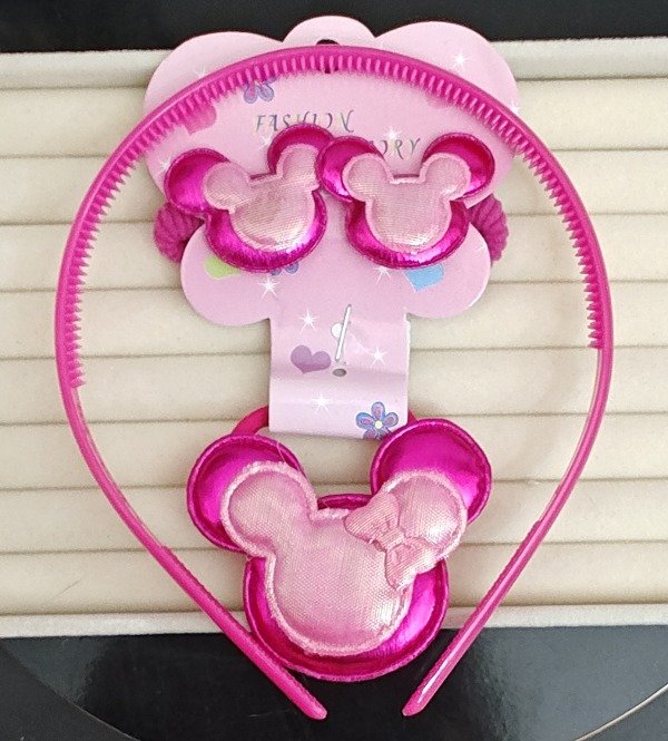 Producto - Set x3 Colitas + vincha Minnie raso Rosa y Fucsia