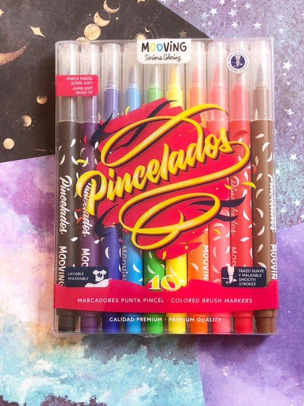 Producto - Marcadores Mooving Pincelados x10 colores clásicos