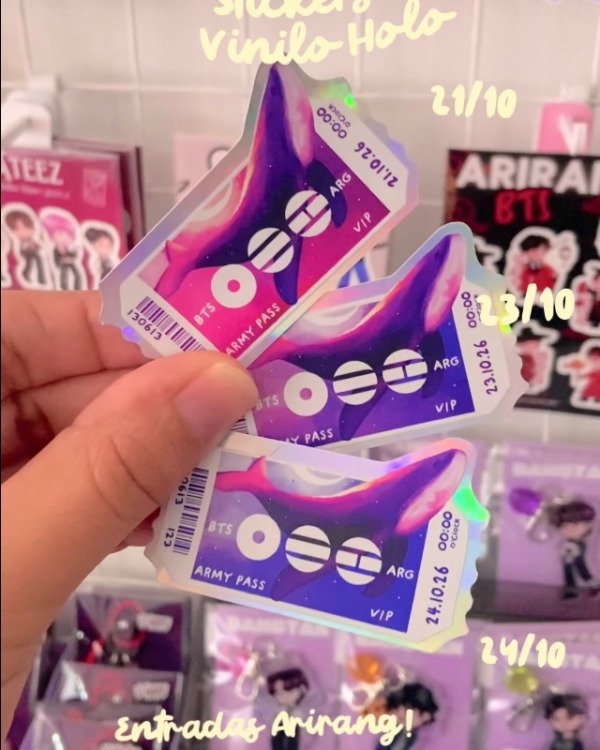 Producto - Stickers de Vinilo Holografico ARIRANG TOUR ARGENTINA