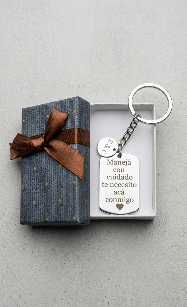 Producto - LLAVERO RECTANGULAR ACERO "MANEJA CON CUIDADO"