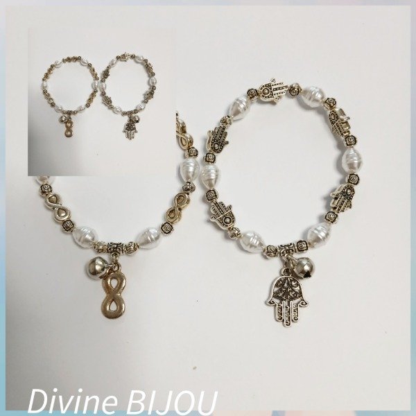 Producto - Pulsera elástica perlas dijes