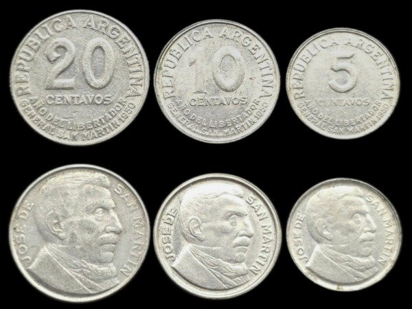 Producto - Argentina Juego x 3 monedas 1950 San Martín - Año del Libertador