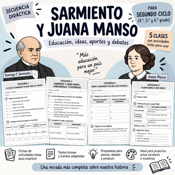 Producto - Sarmiento y Juana Manso. Ideas, debate, aportes y críticas a su labor.