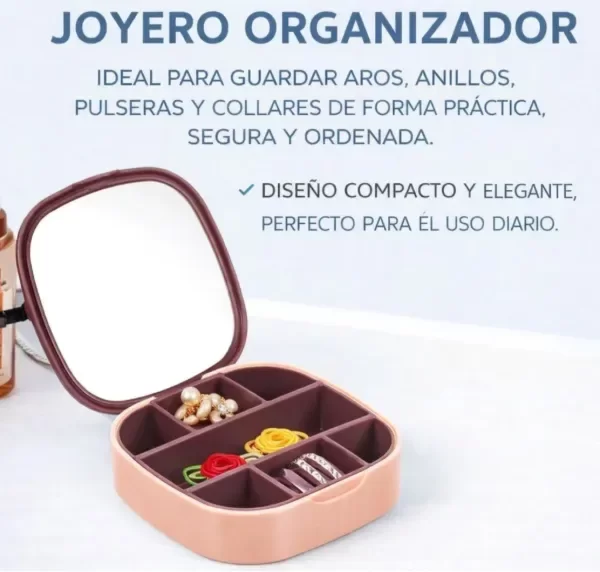 Producto - Joyero Compacto Portátil Anillos Aros Cadenas Organizador - 4