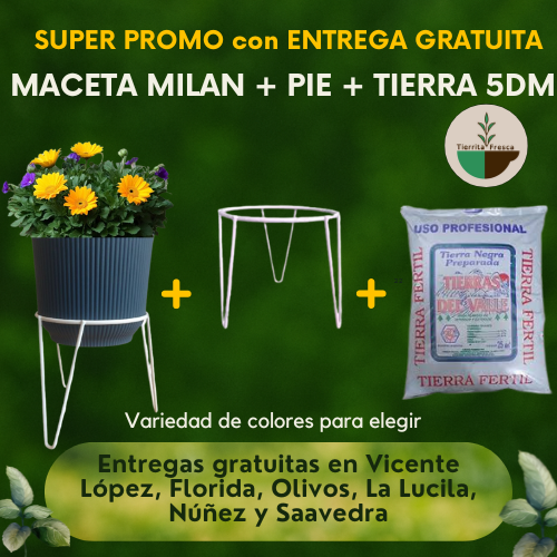 Producto - PROMO MACETA MILAN + PIE + TIERRA