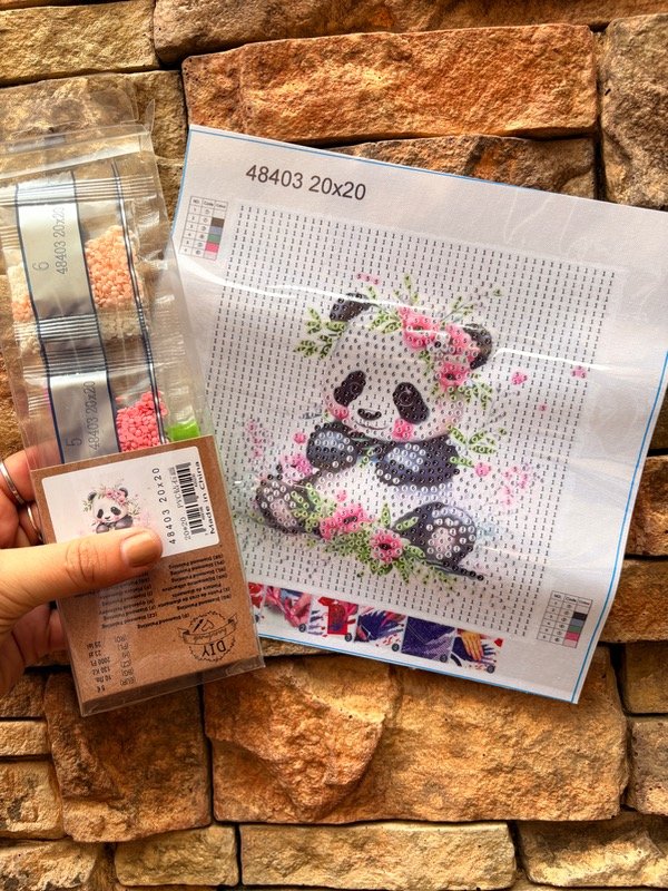 Producto - Lámina DIAMOND PAINTING 20 x 20 cm. PANDA