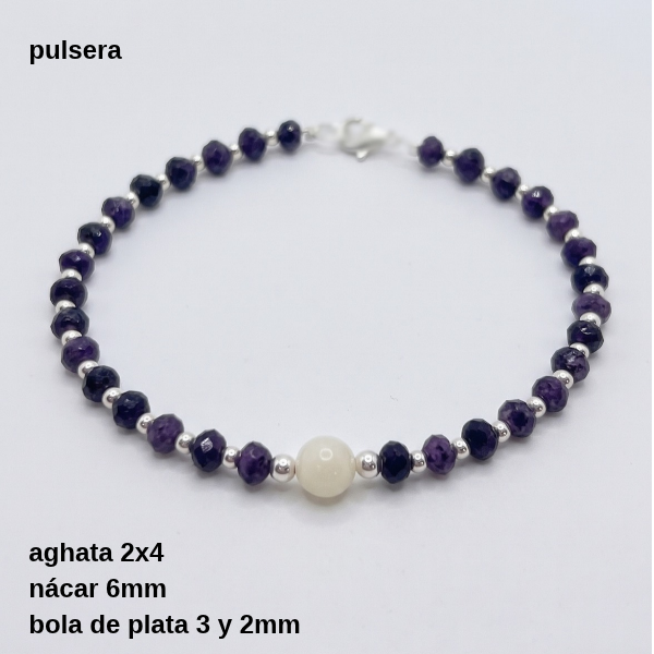 Producto - PUL #FP Pulsera aghata 2x4 con bola de nácar 6mm (DÓLAR) - 2