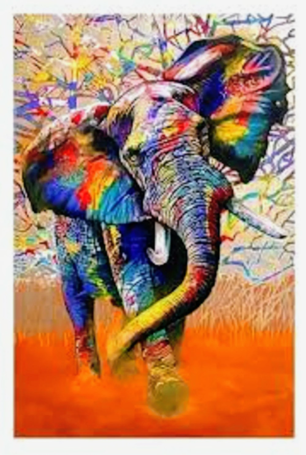 Producto - Kit de pintura por diamante Elefante multicolor 50x40cm