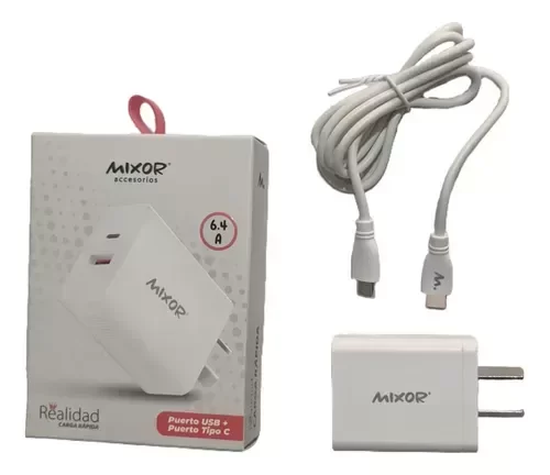 Producto - CARGADOR 6.4A 1USB Y 1 TIPO C + CABLE TIPO C A TIPO C