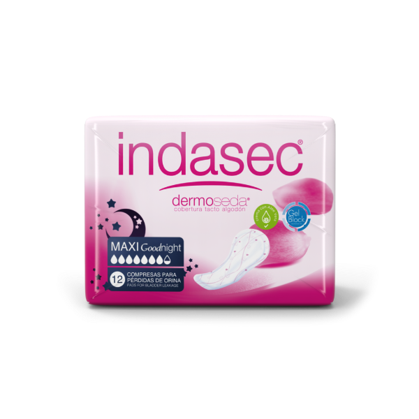 Producto - Indasec Dermoseda Maxi Goodnight 12 Apósitos para Incontinencia