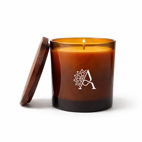 Producto - Vela Aromática 220grs envase vidrio ambar con tapa