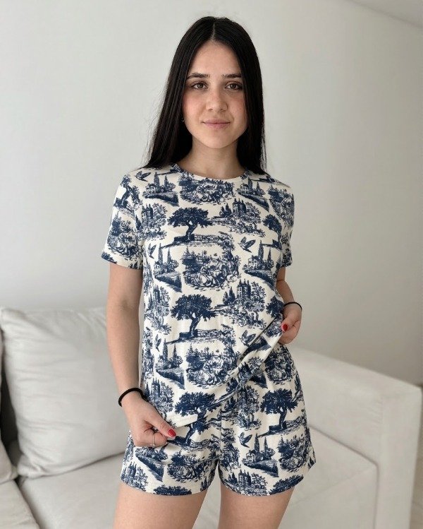Producto - Pijama Toile Azul - 0
