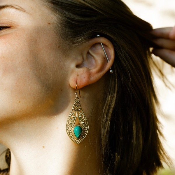 Producto - Aros Devi Bronce Turquesa