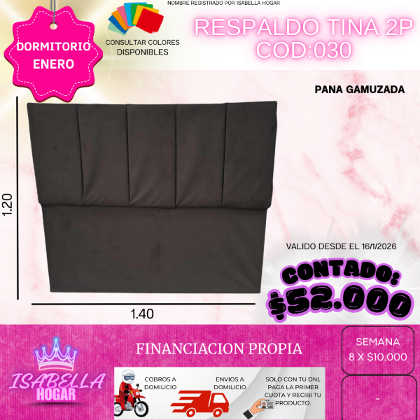 Producto - RESPALDO TINA 2P COD:025