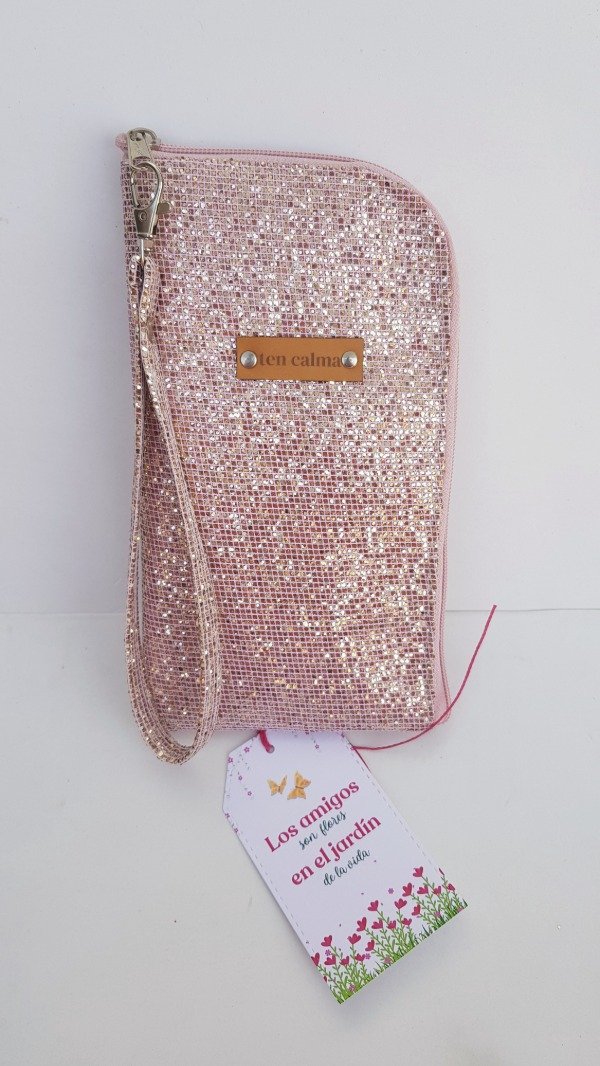 Producto - PORTA CELULAR ROSA BRILLO