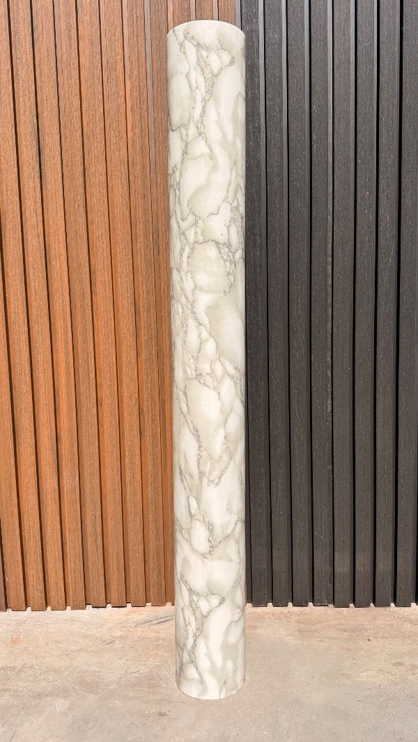 Producto - Rollo Autoadhesivo Simil Marmol 1.20 x 3 mt Blanco gris redondeles - 0
