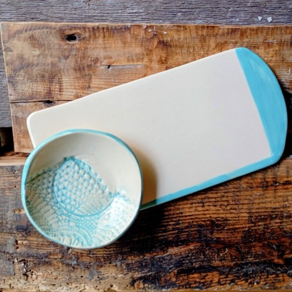 Producto - Tabla de cerámica con cuenco artesanal